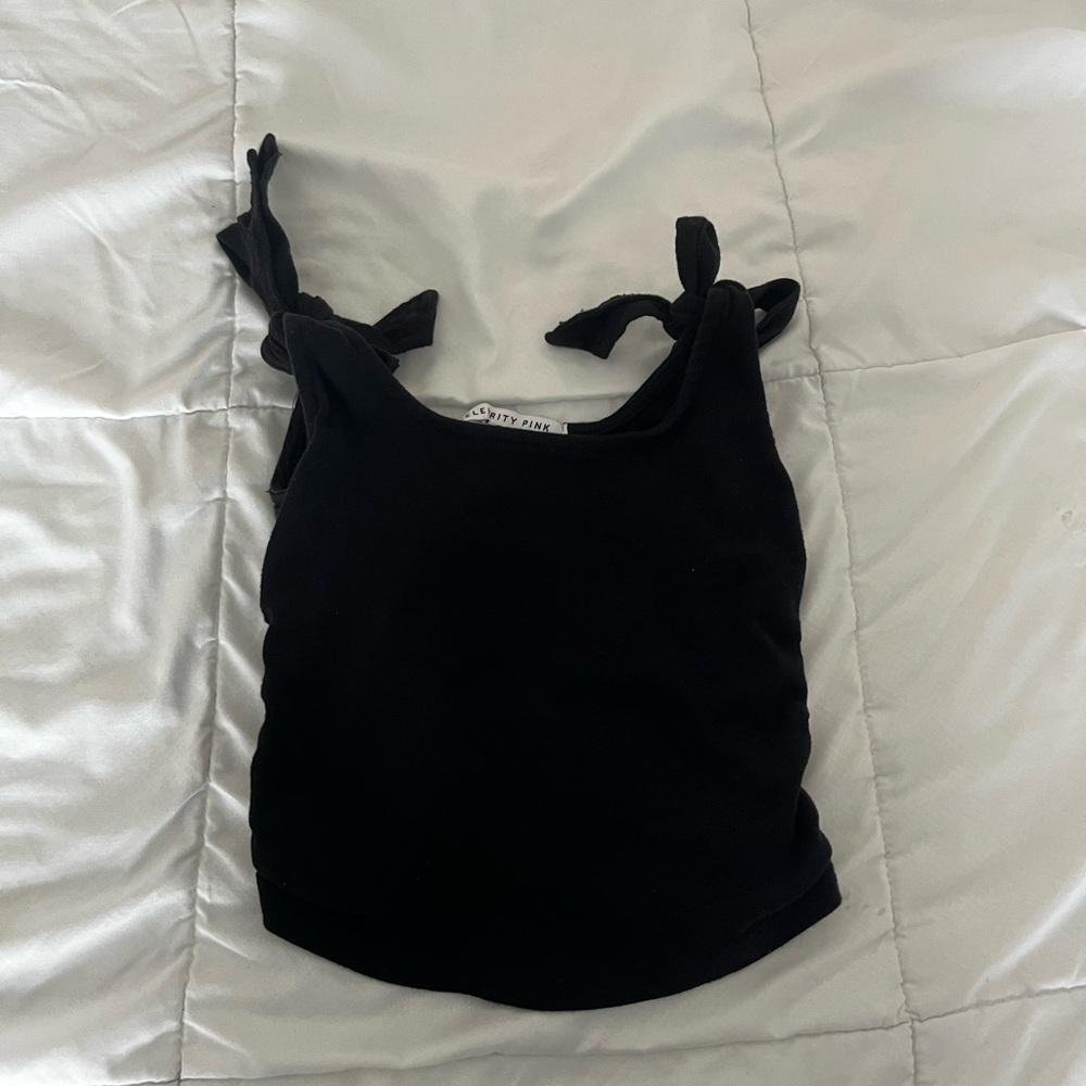 Celebrity Pink Black Tie-Strap Tank Top